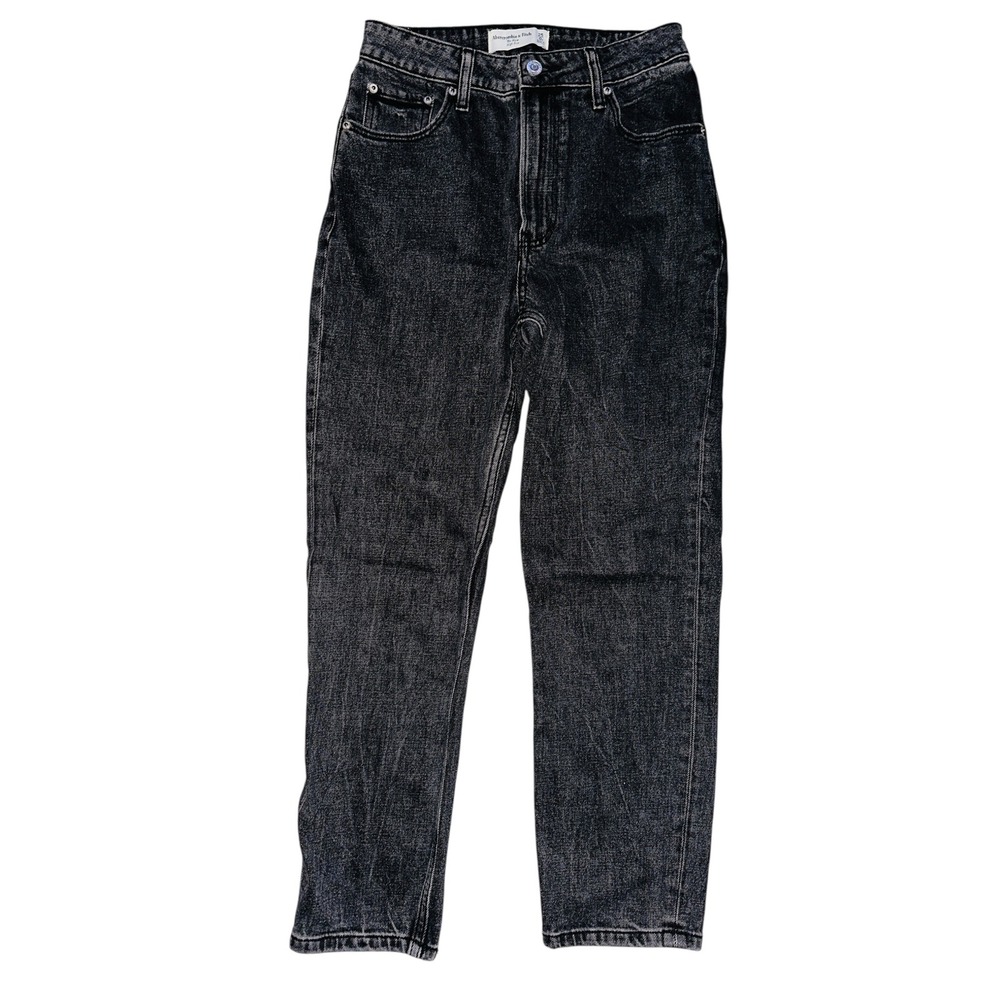 WB5‎ Abercrombie & Fitch Mom High Rise Curve Love Black Wash Denim Jeans 25 0S